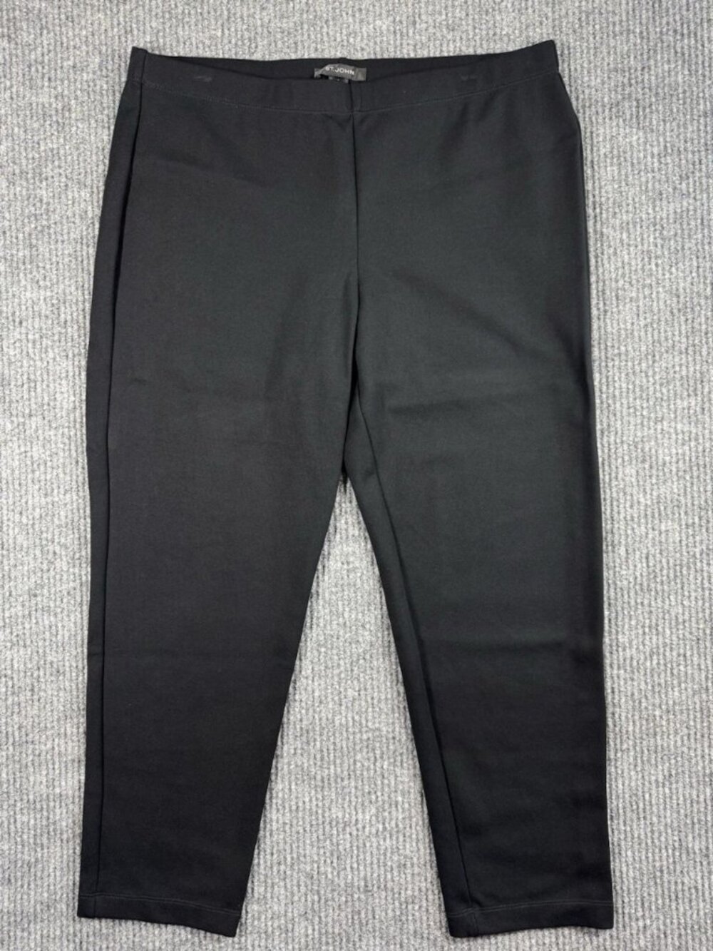 St John Pants Womens Large Black Pull On Ponte Crop Mid Rise Stretch Minimalist